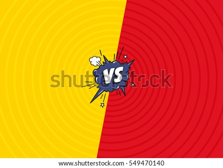 Versus letters fight  background. Decorative comic backdrop with speech bubble bomb explosive in pop art style.
