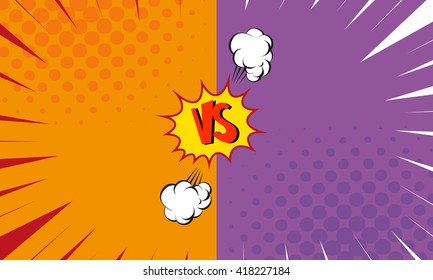 Versus letters fight backgrounds comics style design. Vector illustration