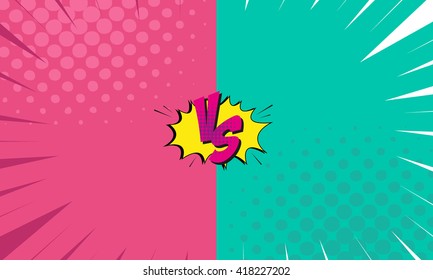 Versus letters fight backgrounds comics style design. Vector illustration