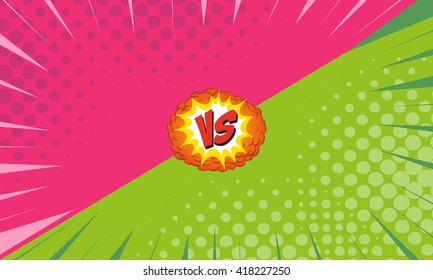 Versus letters fight backgrounds comics style design. Vector illustration