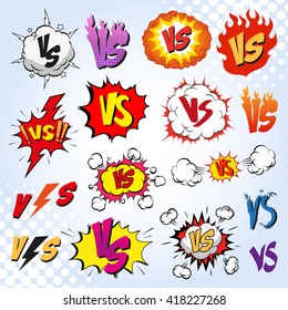 Versus letters fight backgrounds comics style design. Vector illustration