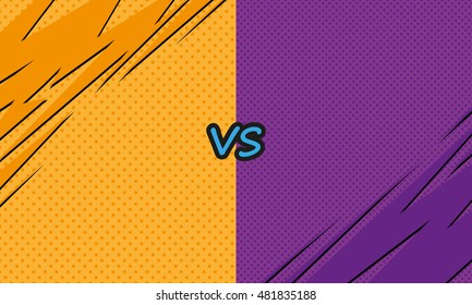Versus letters fight backgrounds comics style design. Vector illustration