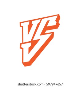 Versus letters logo. Red letters V and S flat style symbol isolated on white background