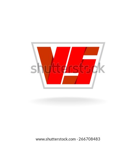 Versus letters logo. Red letters V and S flat style symbol.