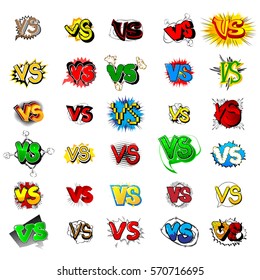 Versus letters set, comics style design.