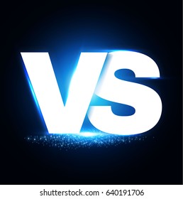 Versus Letters. Shining Competition Symbol. Logo and Badge. Fight and Match Element. Vector illustration