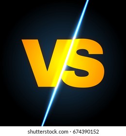 Versus Letters. Shining Competition Symbol. Logo and Badge. Fight and Match Element. Vector illustration