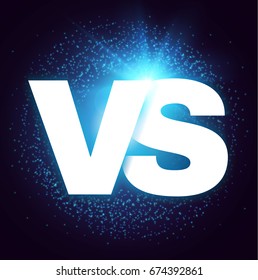 Versus Letters. Shining Competition Symbol. Logo and Badge. Fight and Match Element. Vector illustration
