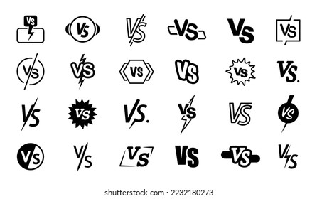 Versus logo set. VS letters. Competition symbol.VS symbol for sport, game, battle, wrestling, match, duel. Vector illustration.