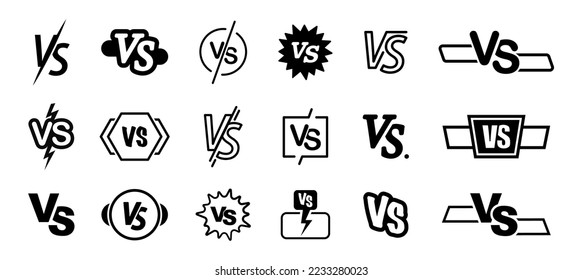 Versus Logo Set. VS-Briefe. Wettbewerbssymbol.VS Symbol für Sport, Spiel, Schlacht, Ringen, Spiel, Duell. Vektorgrafik.