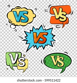 Versus Logo Sign Set on Transparent Background Comic Book Pop Art Retro Style. Vector illustration