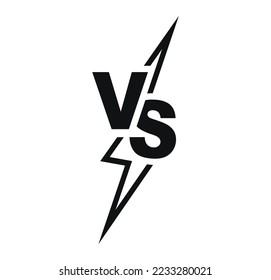 Versus logo. VS letters with lightning. Competition symbol. VS symbol for sport, game, battle, wrestling, match, duel. Vector illustration.