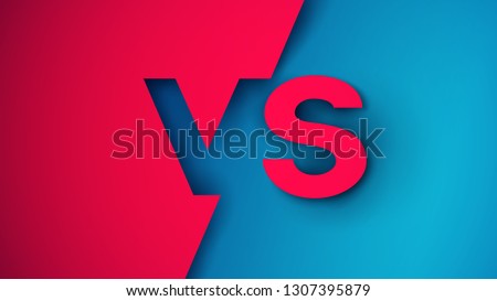 Versus logo vs letters in  paper cut style. Design composition for various competition, battle or match. Vector illustration.