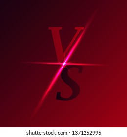 Versus logo. VS letters for sports competition, fight, game battle. Glowing neon template with gold flash. Vector illustration.