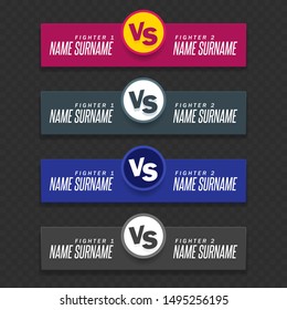 Versus Logo. VS Vector Letters Illustration. Competition Icon. Fight Symbol. On a transparent background. Set