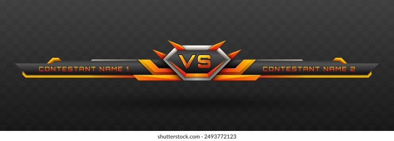 Versus Lower Third in Metallic Black, Silver and Orange for Esports, Gaming, and Sports Broadcasts