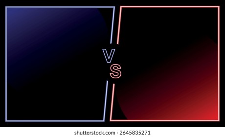 Versus match background with glowing red and blue split frame and VS letters for competition setup	
