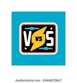 versus message caption fighting game sticker t shirt label vector illustration template design