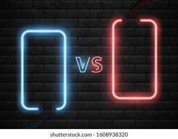 Versus neon sign. Banner design template confrontation. Graphic concept for your design