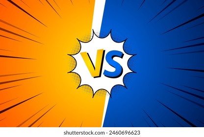Versus Plantilla de fondo de arte pop para la página de cómic de dibujos animados o póster. Fondo con efecto de semitono en diseño de estilo cómico.