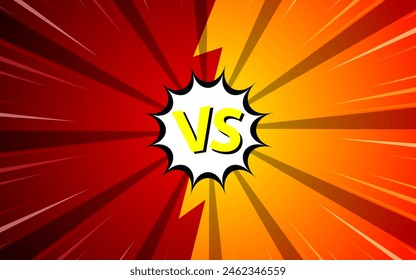 Versus pop art background template for cartoon comic book page or poster. Background with halftone effect in comic style design.