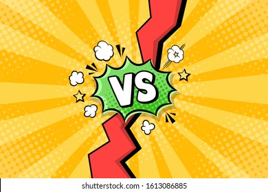 Versus pop art comics style background design. VS letters for battle, challenge or fight poster template. Vector illustration