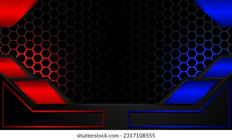 versus the red and blue team against a futuristic black background. design of sport banner, poster, advertisement, promotion