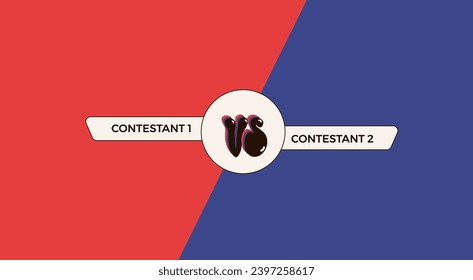 Versus retro template. Vs groovy poster. Battle cover with emblem and empty banner for contestants names. Vector illustration