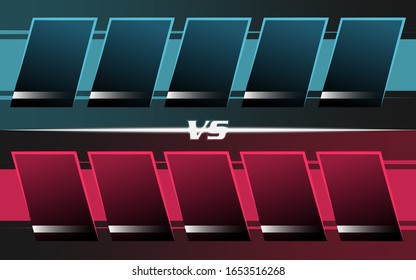 Versus Screen 5 vs 5 Player Frame Border Design. Versus screen with White Frame Border. Futuristic design. Battle banner match. Announcement of Players And Gamers.