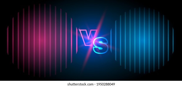 Versus screen. Banner for competition, team concept. Abstract background with glowing letters. Vector illustration.