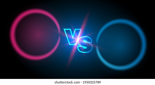 Versus screen. Banner for competition, team concept. Abstract background with glowing letters. Vector illustration.