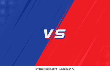 Versus Screen Blue and Red With Halftone. Vs Fight background for battle, competition and game. Vector Illustration Versus screen.