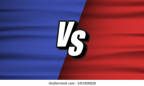 Versus Screen Blue and Red wave flaf. Vs Fight background for battle, competition and game. Vector Illustration Versus screen.