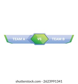 Versus screen is comparing two teams with a green hexagon in the center