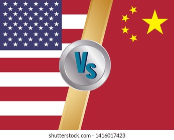 Versus screen design, america vs china, Vector illustration