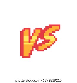 Versus screen, design for logo, web, mobile app. Game tournament achievement emblem. Pixel art icons set. 8-bit. Game assets. Isolated abstract vector illustration.