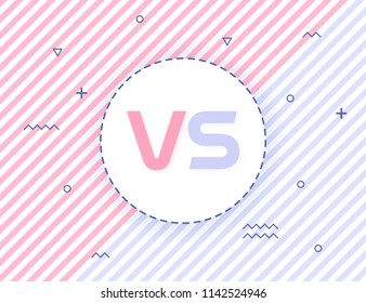 Versus screen design. Pink and blue VS letters. Modern Vector illustration.