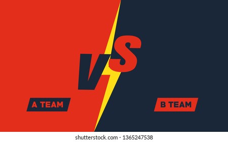 Versus screen design. Red and blue VS letters. Vector illustration