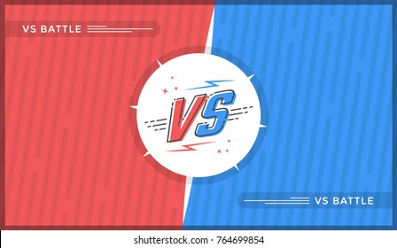 Versus screen design. Red and blue VS letters. Vector illustration