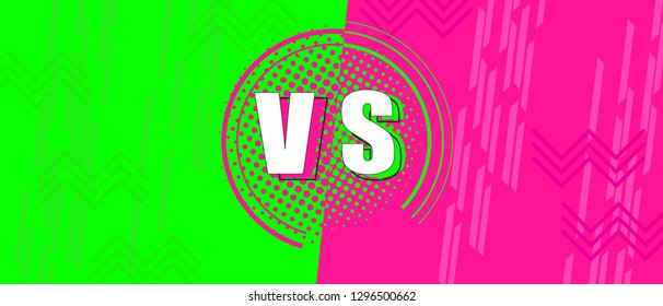 Versus screen. Fight backgrounds against each other, green vs pink.