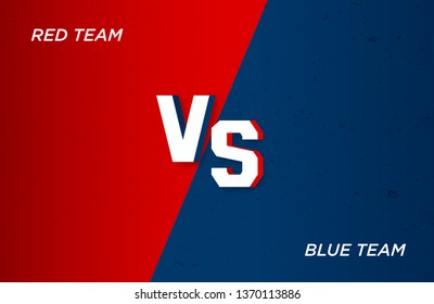 Versus screen Fight backgrounds against each other, red vs blue vector illustration