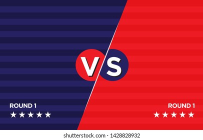 Versus screen. Fight backgrounds, dark blue vs red