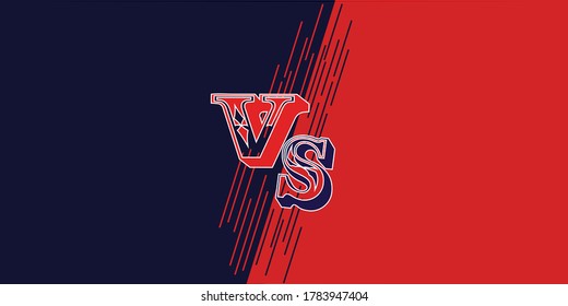 versus screen flat modern design, battle headline backgrounds against each other, dark blue vs red