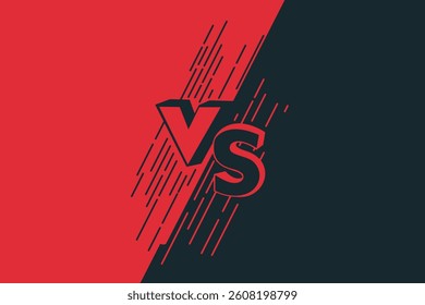 Versus screen flat modern design, battle headline backgrounds against each other, dark blue vs red