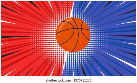 Versus screen flat style design with basketball ball on the halftone background vector illustration. Fight screen for game battle. Basketball versus game.