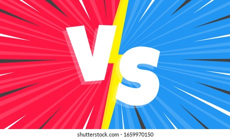 Versus screen flat style design vector illustration. Fight screen for battle or gaming. Red versus blue. Fight!