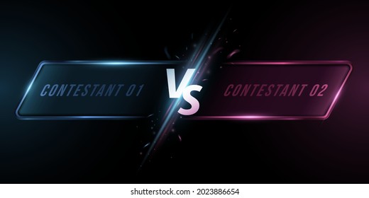 Versus screen with frame. Letters VS with sparkling flash for sport games, tournament, cybersport, martial arts, fight battles. Game concept. Vector illustration. EPS 10