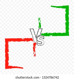 Versus screen frame for your images in green and red on a transparent background. Vector illustration