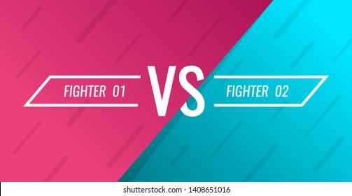 Versus screen with geometric shapes. Vs battle headline. Modern vector illustration in flat style.