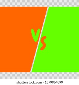 Versus Screen Green and Orange. Vs Fight background for battle, competition and game. Vector Illustration Versus screen